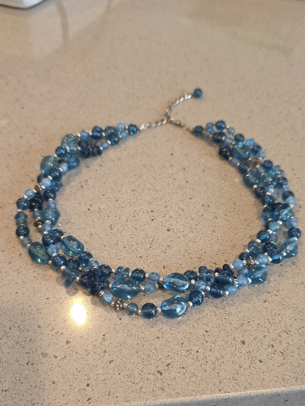 Blue Multi-Strand Glass Bead Necklace - Women's Jewelry